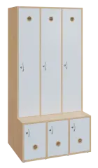 SSB - 180 - 90 šatní skříň s botníkem, 3-dvéřová, 1800x900x400/600 mm, korpus bříza irská, dvířka bí